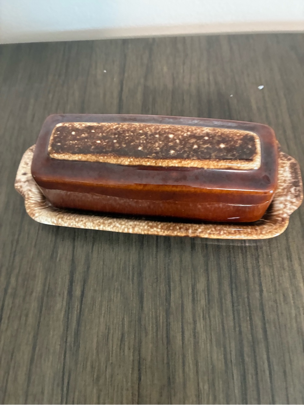 Vintage Brown Ceramic Butter Dish